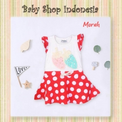 PD361 Dress Kaos Polkadot Strawberry 69 Merah  large